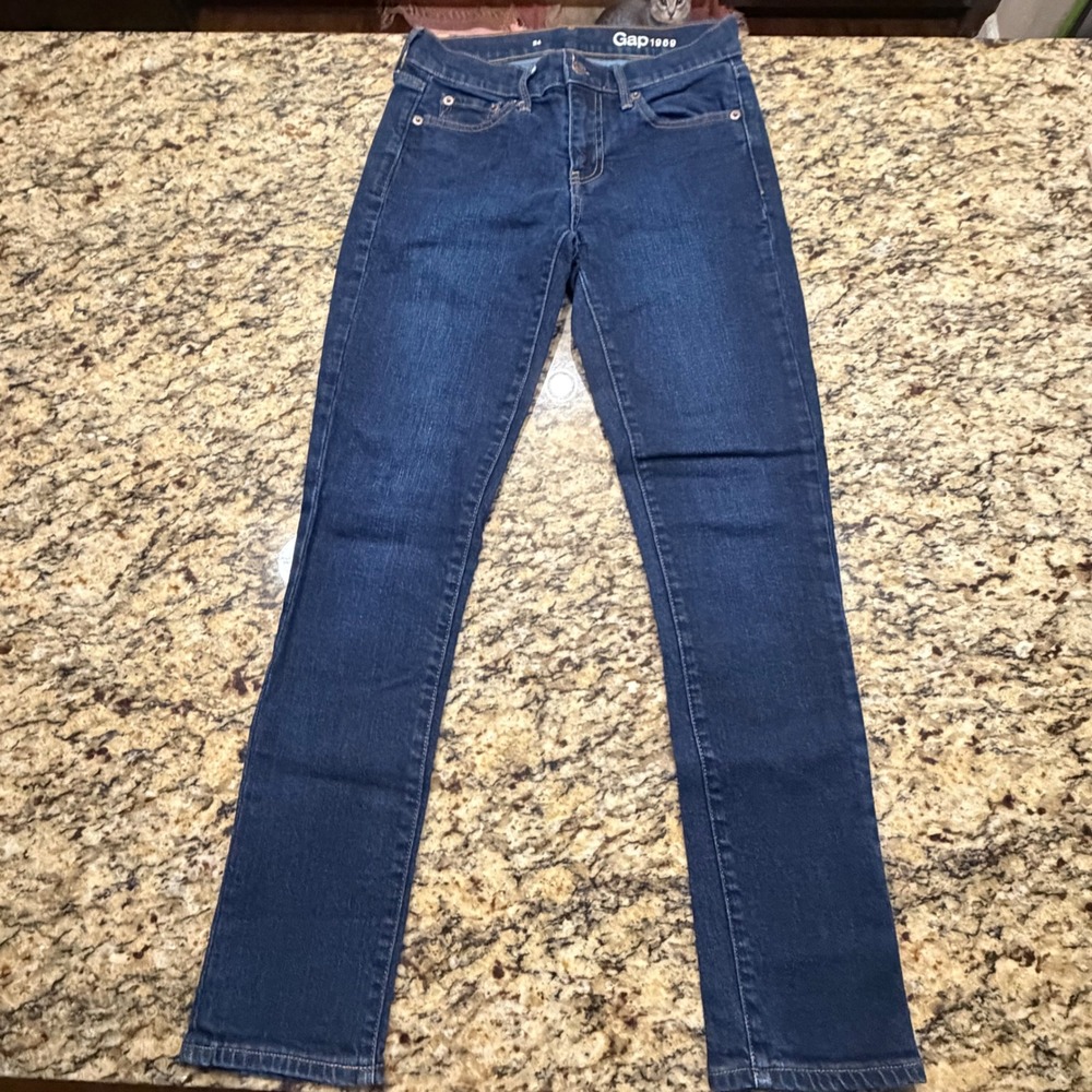 Gap 1969 Womens Dark Wash Slim Denim Jeans Size 24 Indigo Blue ws